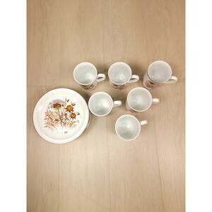 Vintage Bramble Fanci Florals Collection Japan Porcelain Mug & Plate Set Of 6
